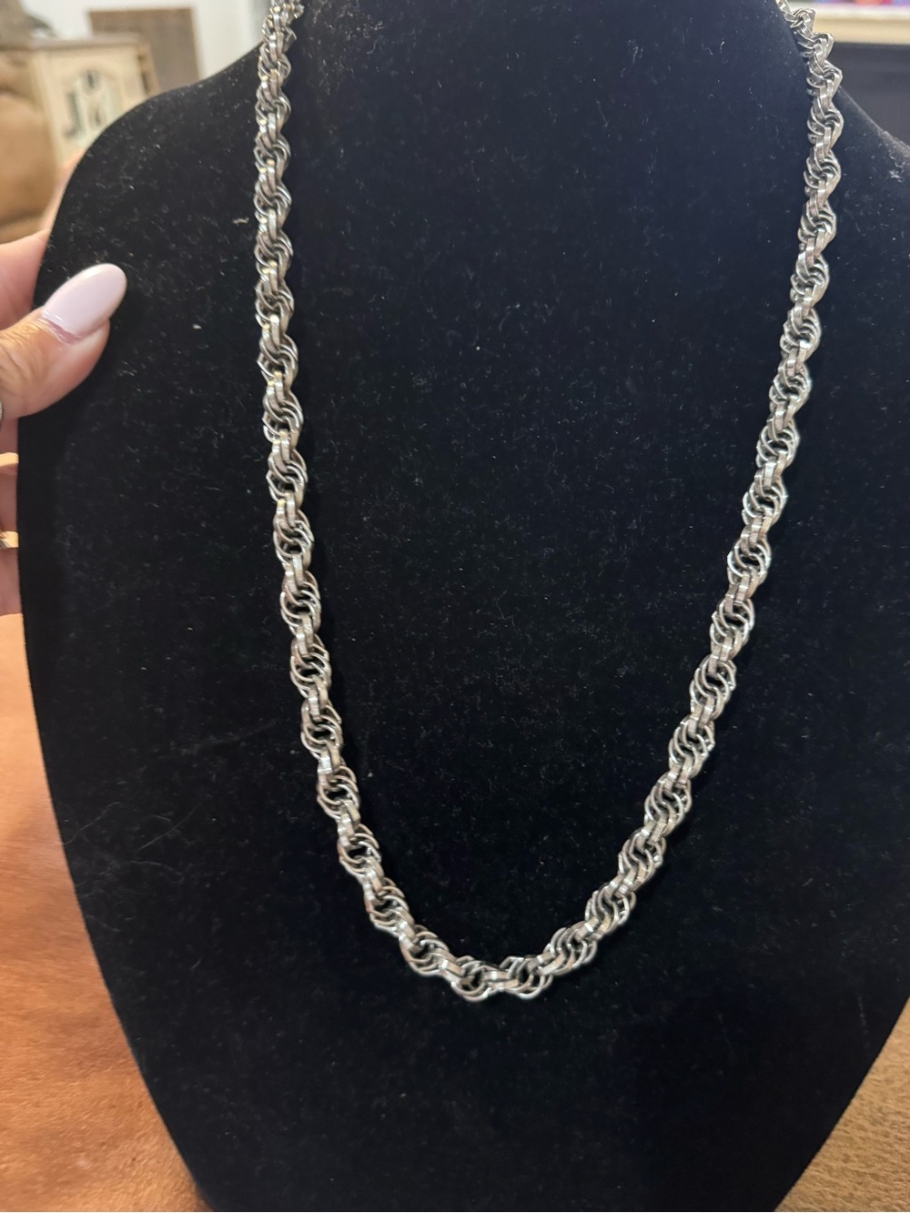 Sterling Silver Rope Chain Necklace - Silver